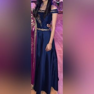 Blue fusion gown (Indian Pakistani desi wedding prom)